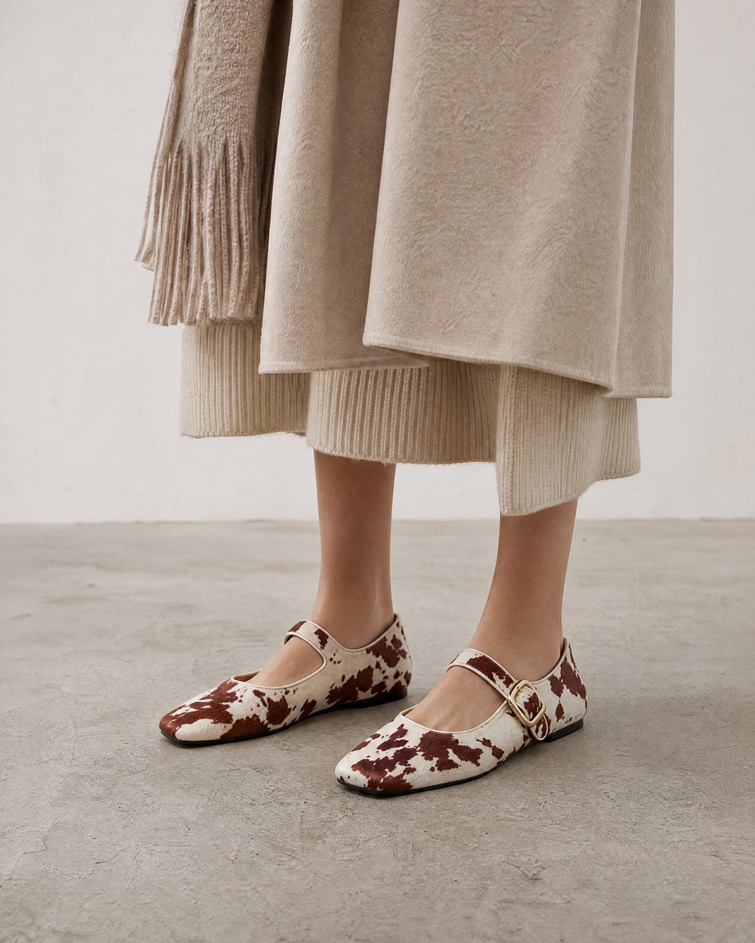 Bailarina plana Mary Jane con estampado animal print