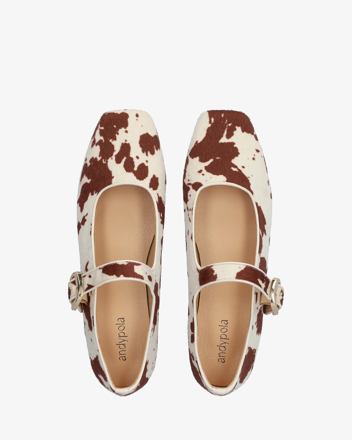Flat Mary Jane ballerinas with animal print 