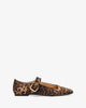 Flat Mary Jane Ballet Flats with Leopard Print 