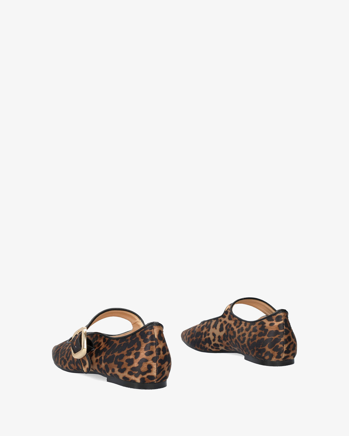 Flat Mary Jane Ballet Flats with Leopard Print 