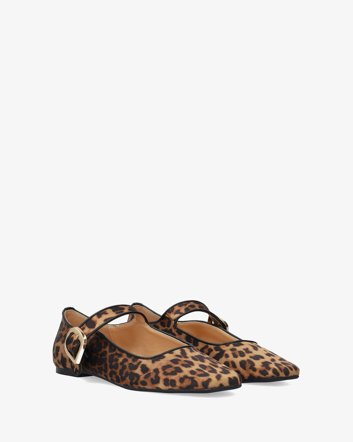 Flat Mary Jane Ballet Flats with Leopard Print 
