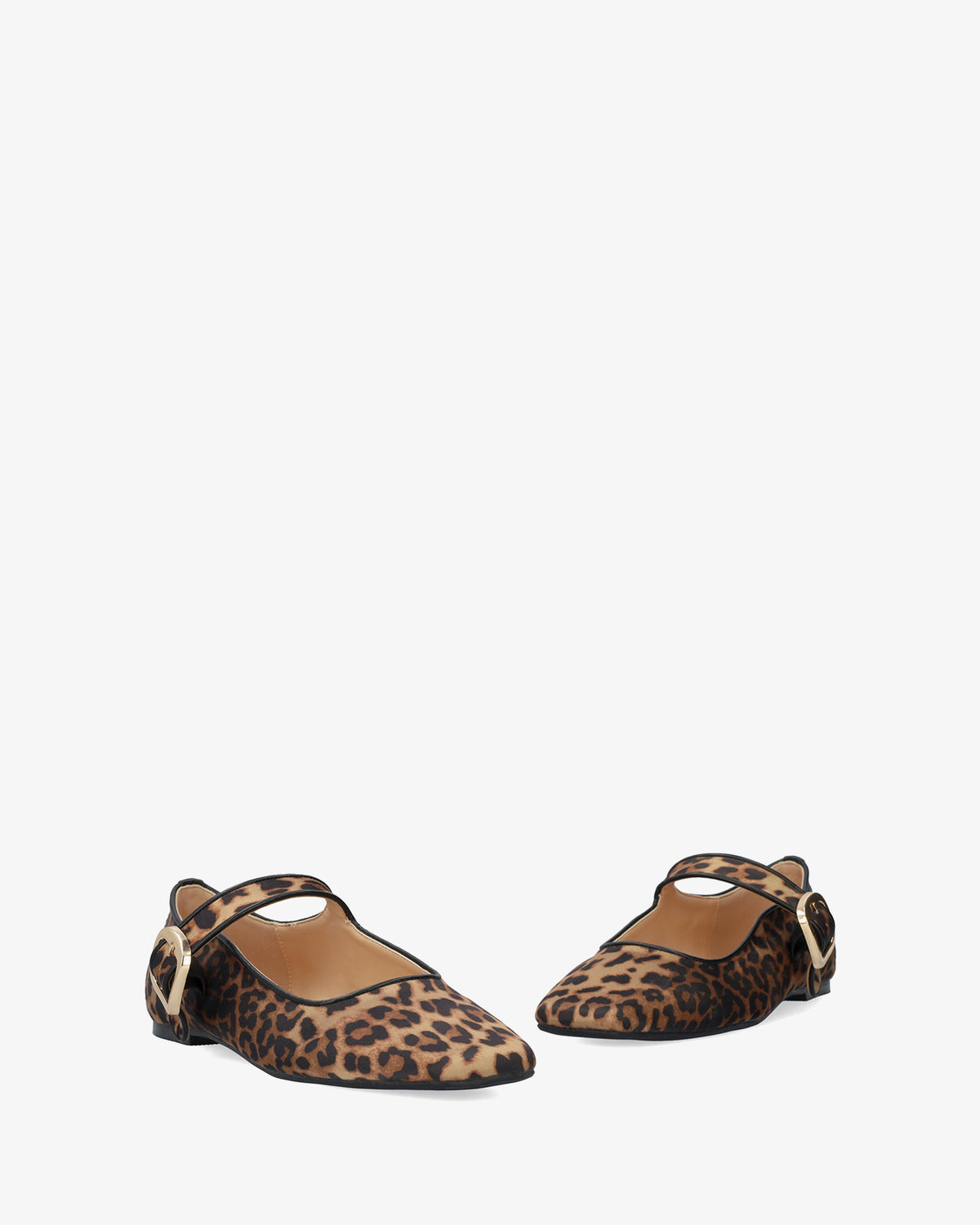 Flat Mary Jane Ballet Flats with Leopard Print 