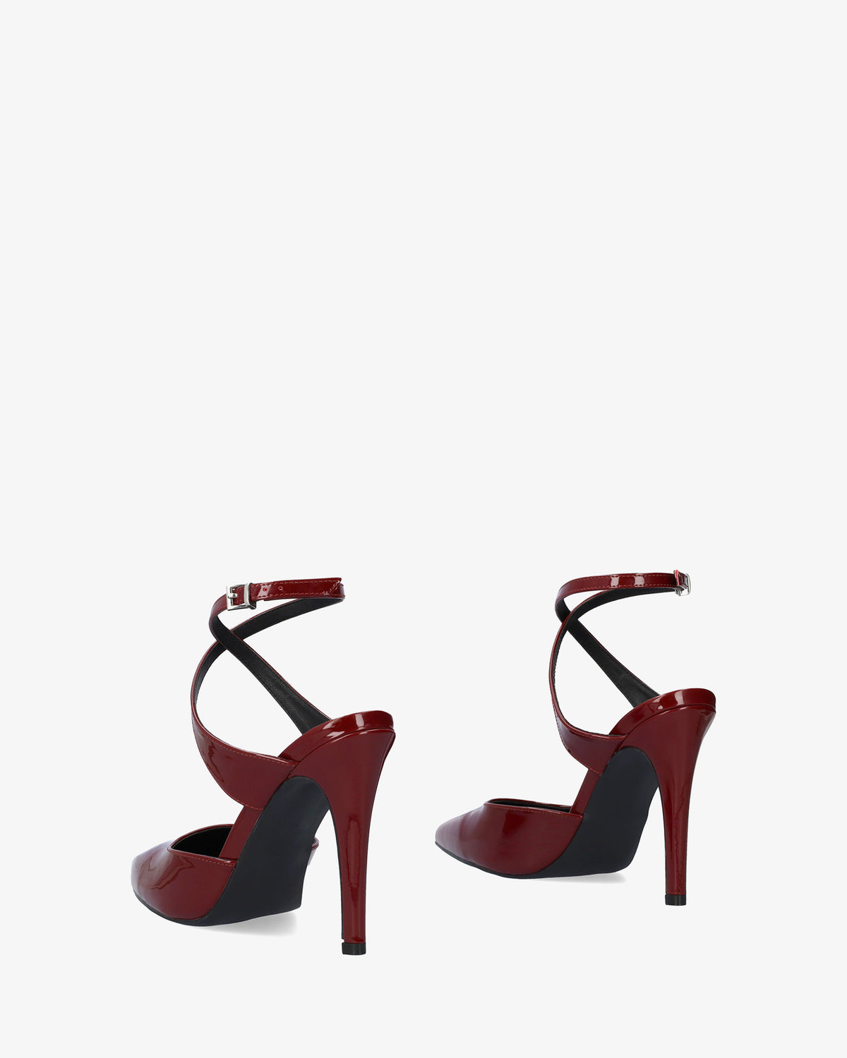 Escarpin slingback en cuir verni bordeaux avec talon 
