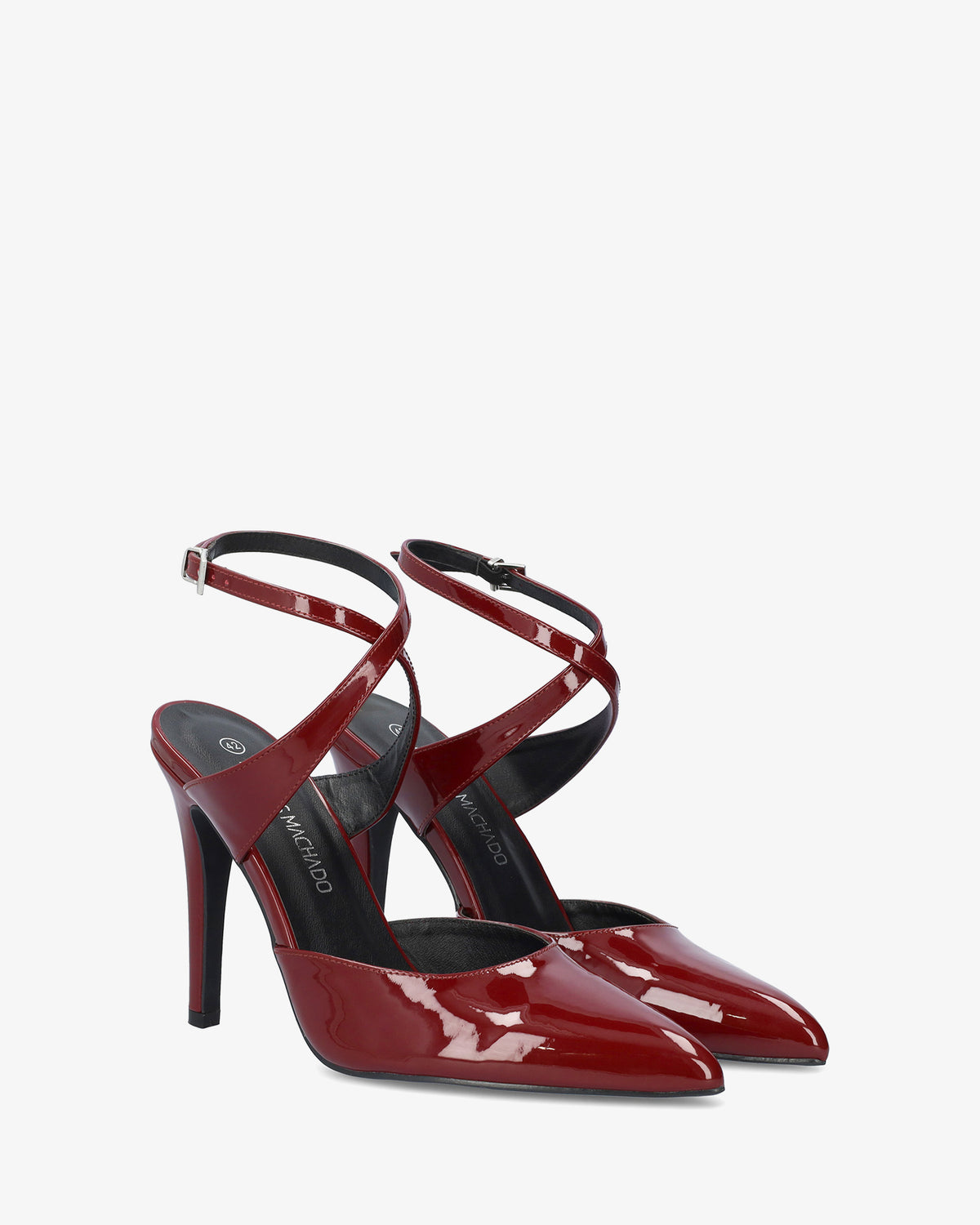 Escarpin slingback en cuir verni bordeaux avec talon 