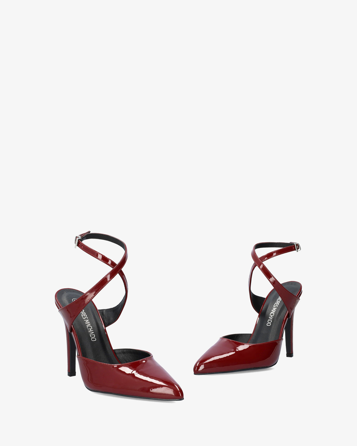 Escarpin slingback en cuir verni bordeaux avec talon 