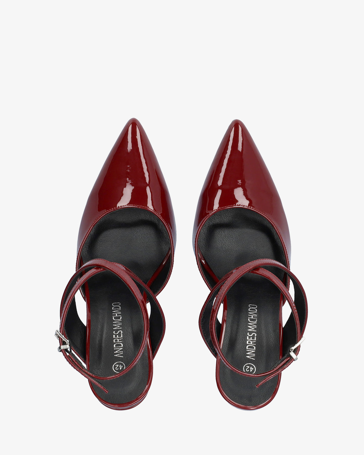 Escarpin slingback en cuir verni bordeaux avec talon 
