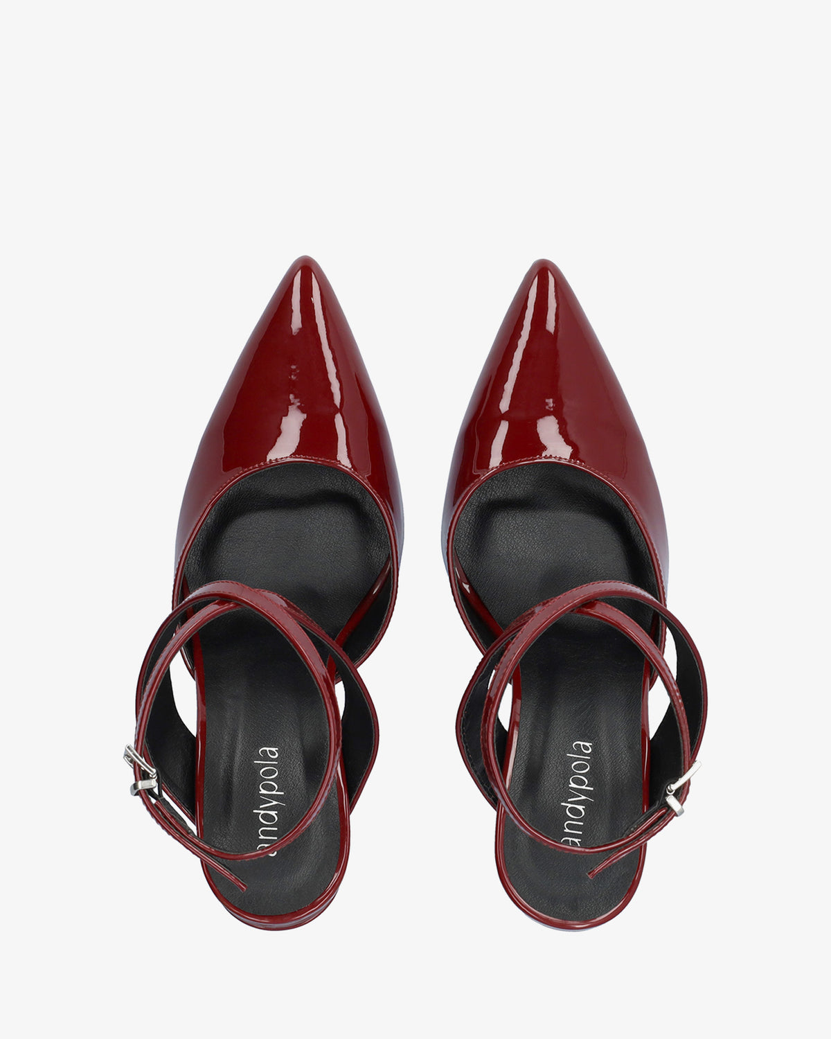 Burgundy patent slingback court shoes with heel 