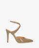 Grey patent slingback court shoes with heel 