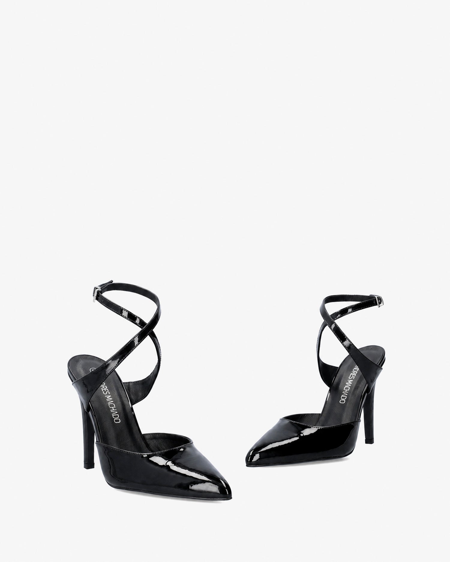 Offener Pumps aus schwarzem Lackleder mit Absatz 