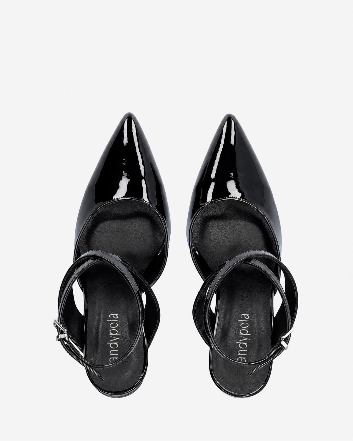 Black patent slingback pump with heel 
