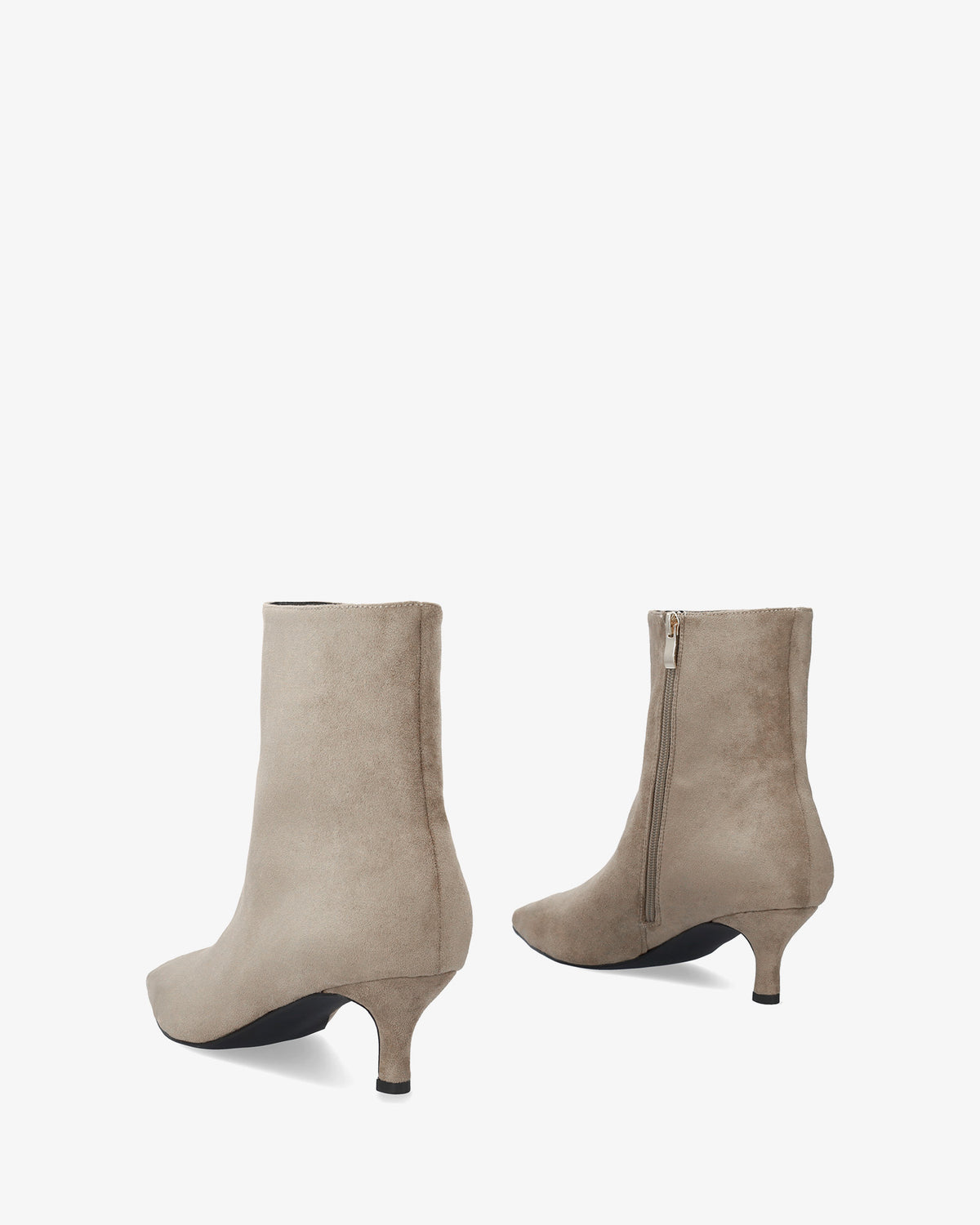 Grey faux suede heeled ankle boot 