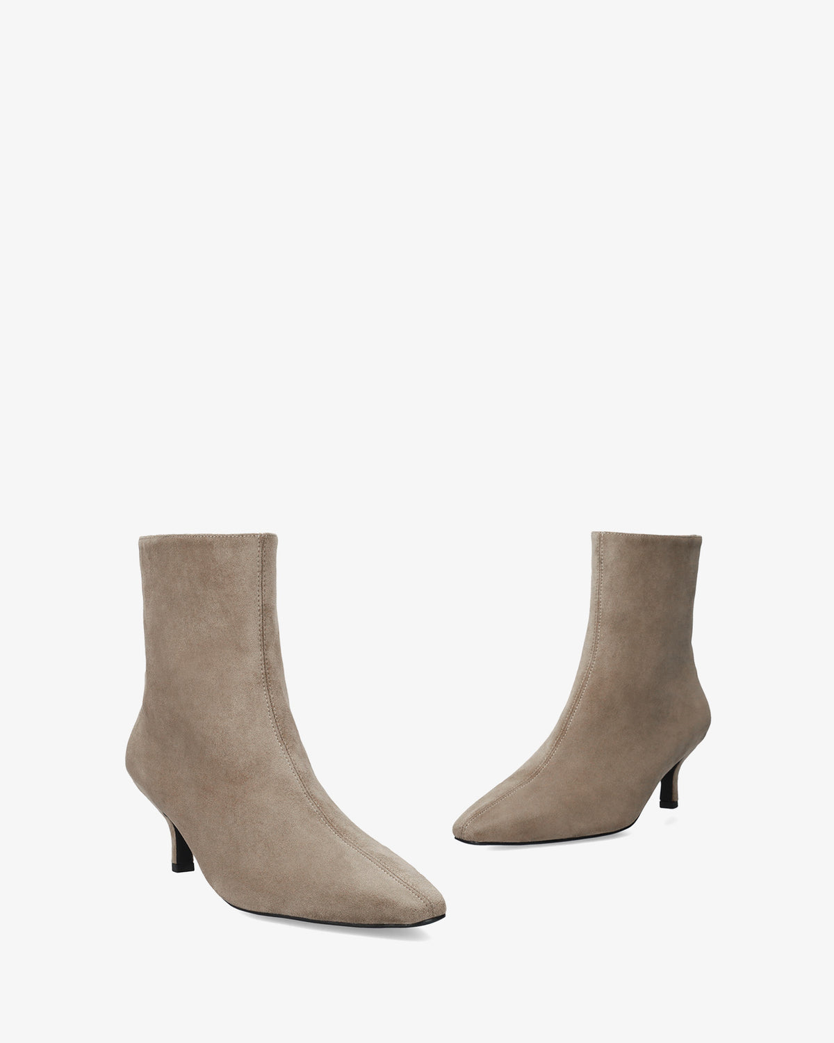 Grey faux suede heeled ankle boot 