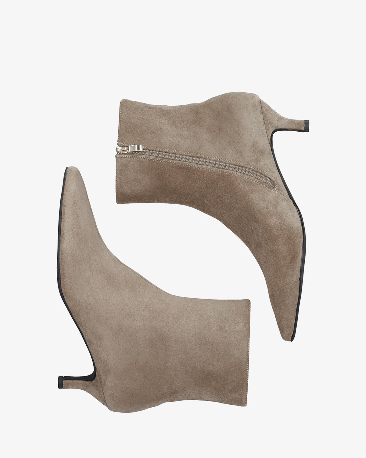 Grey faux suede heeled ankle boot 