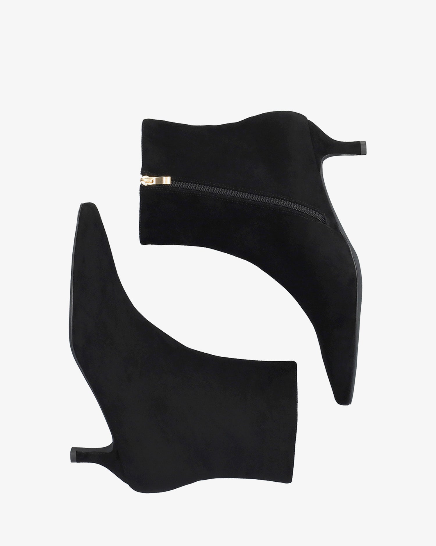Stiefelette mit Absatz aus schwarzem Velourslederimitat 