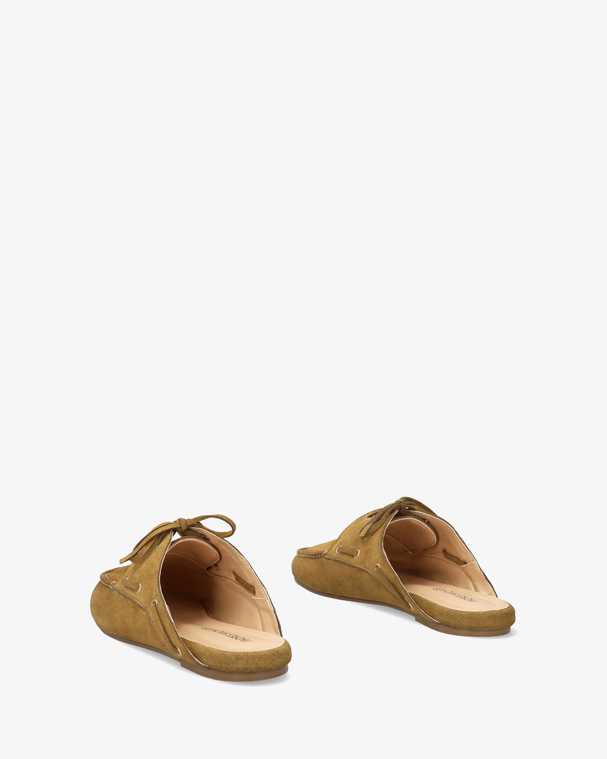 Hinteroffener Mokassin in Veloursleder-Optik in Camel 