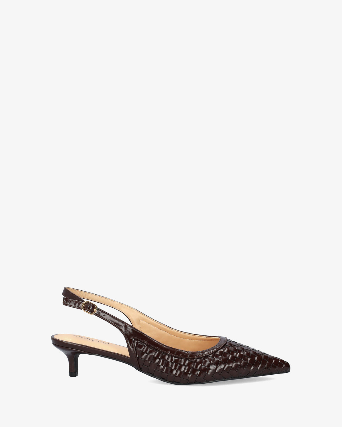 Escarpin slingback en soft tressé marron 