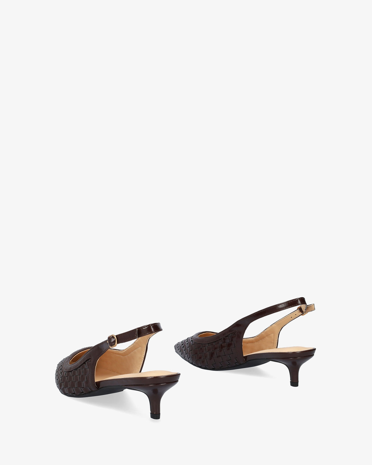 Escarpin slingback en soft tressé marron 