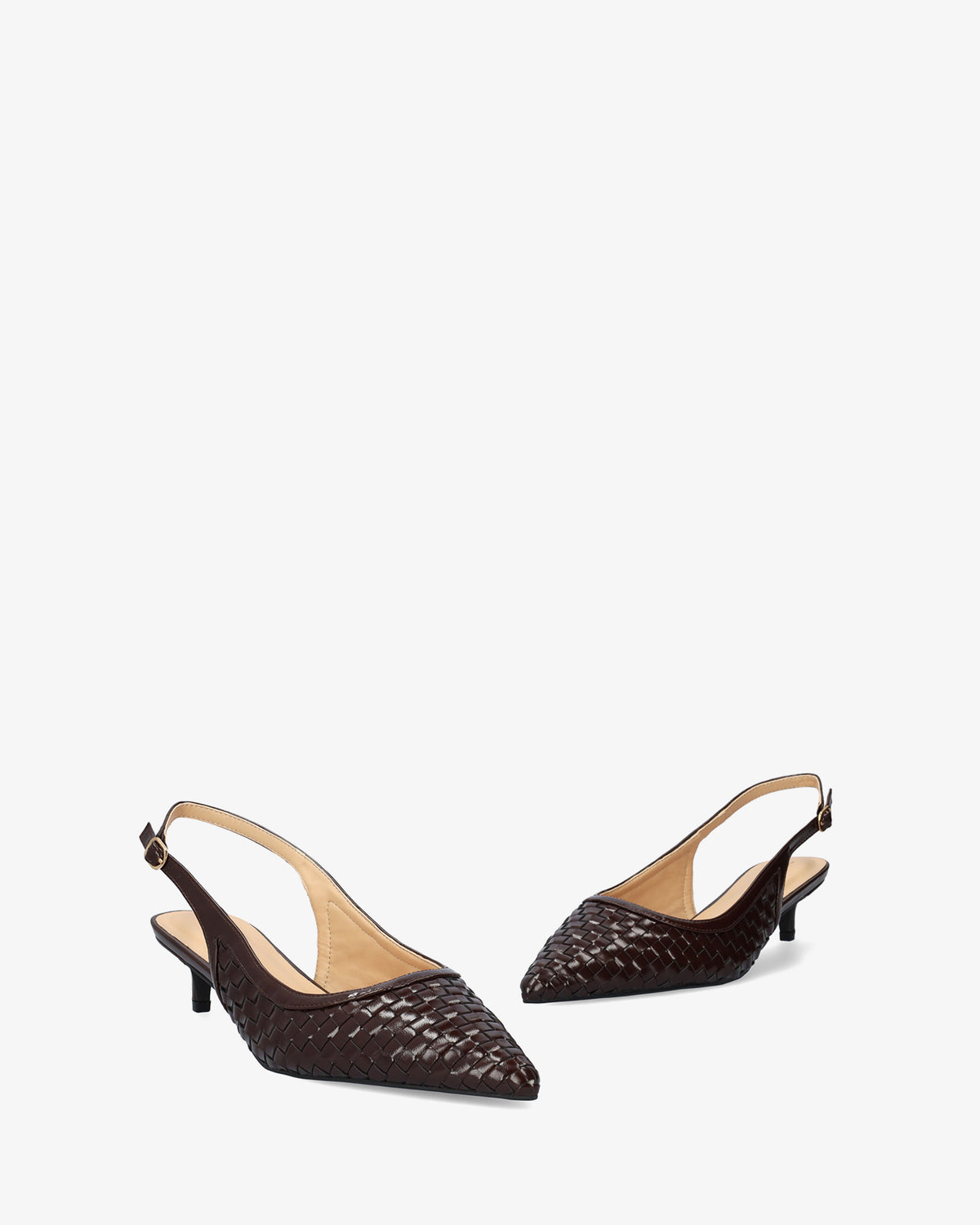Escarpin slingback en soft tressé marron 