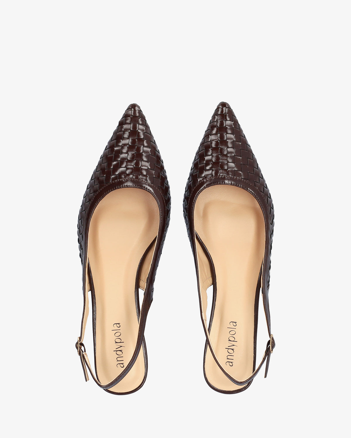 Escarpin slingback en soft tressé marron 