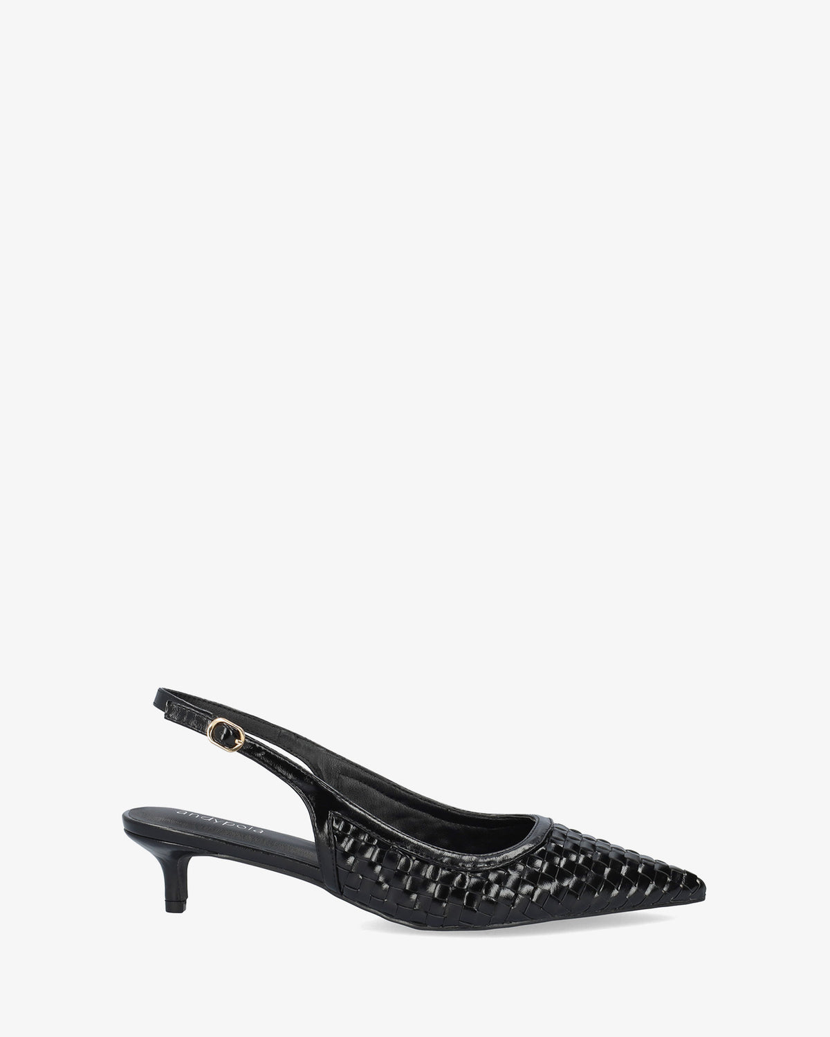 Slingpumps aus weichem geflochtenem Material in Schwarz 