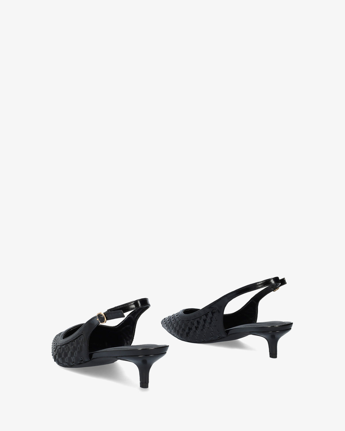Slingpumps aus weichem geflochtenem Material in Schwarz 