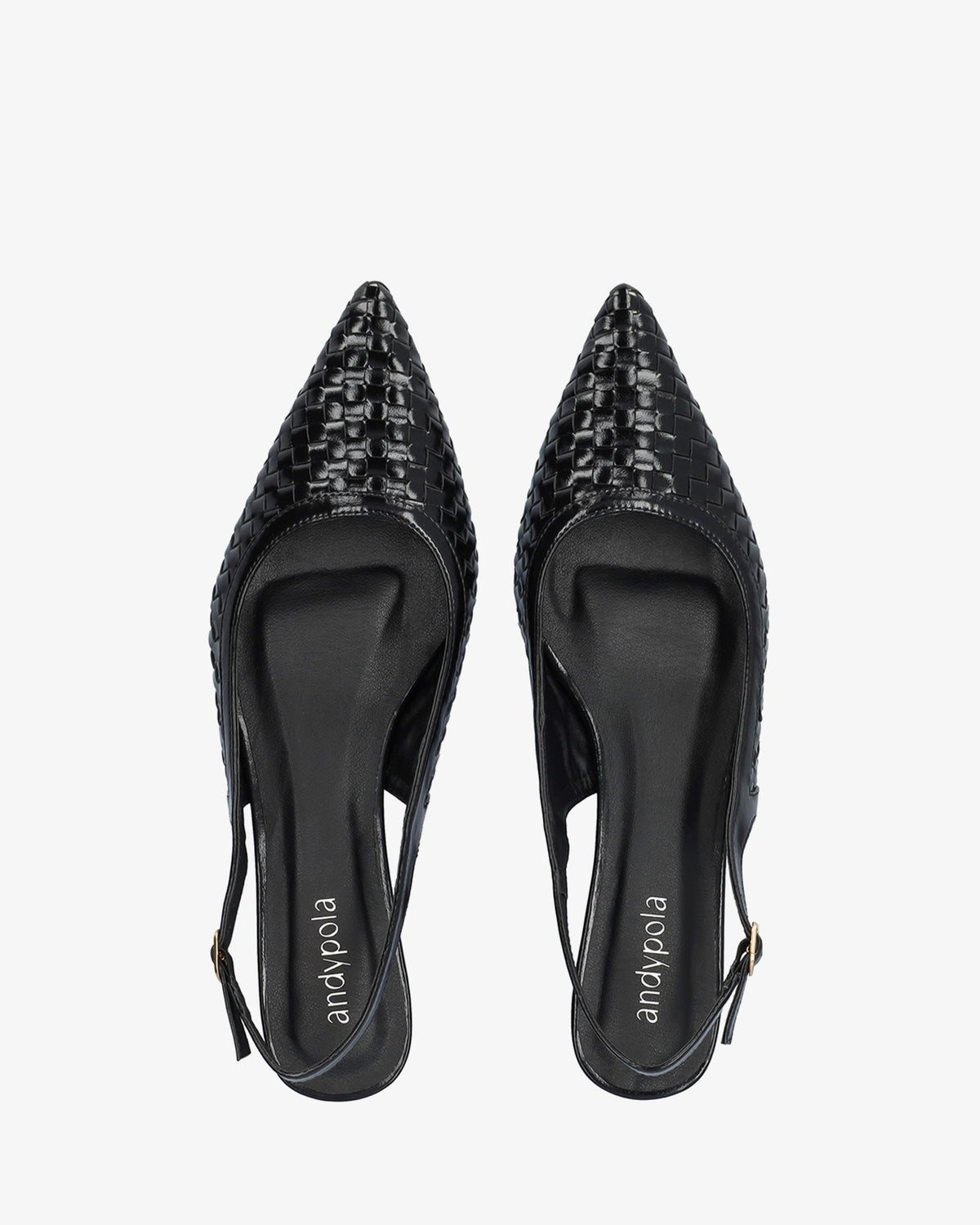 Slingpumps aus weichem geflochtenem Material in Schwarz 