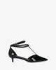 Zapato Salomé con tacón kitten en charol negro