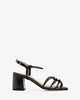 Knotted sandals in metallic black leather