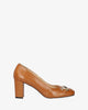 Vintage style heeled shoes in brown leather