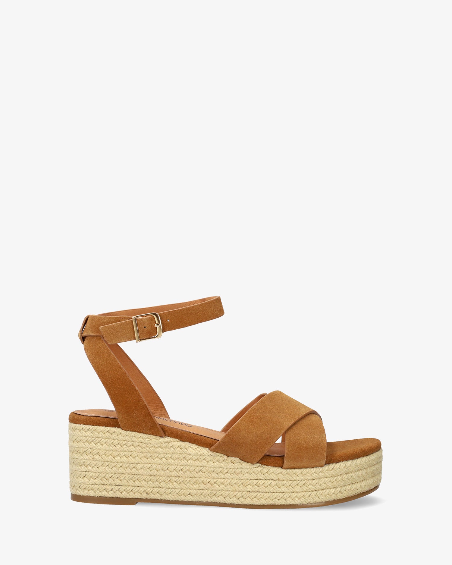 Camel suede wedge espadrille 