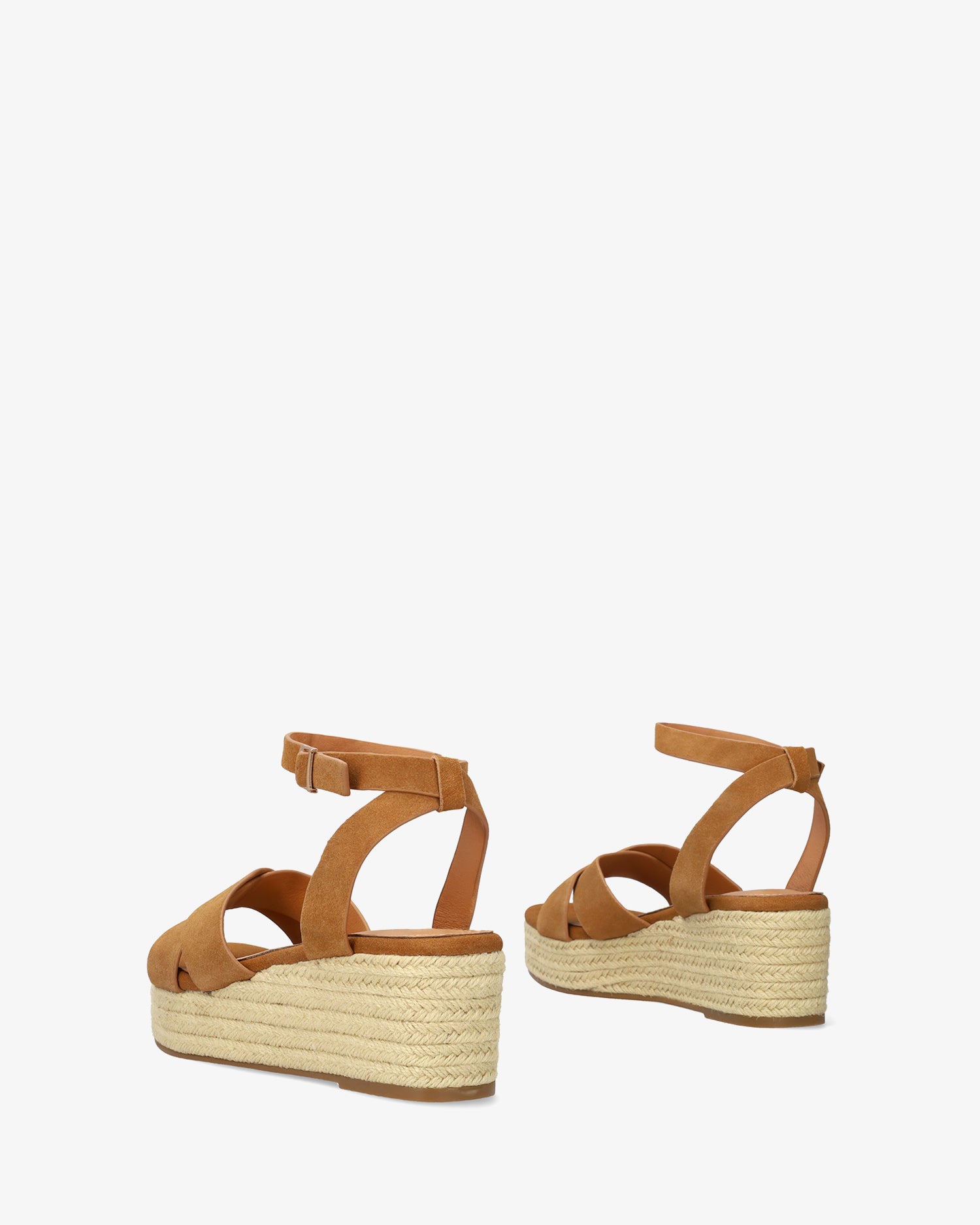 Camel suede wedge espadrille 