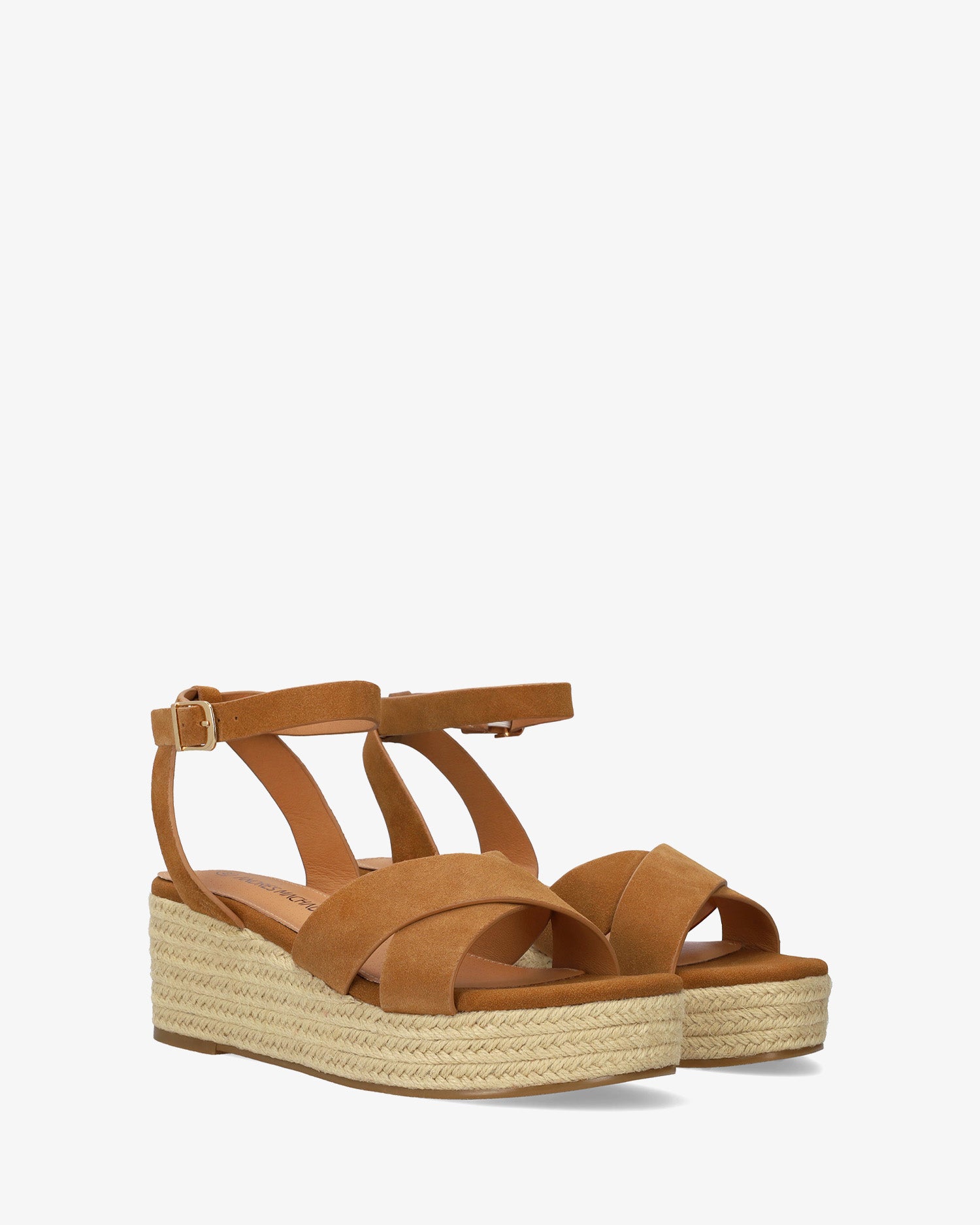 Camel suede wedge espadrille 