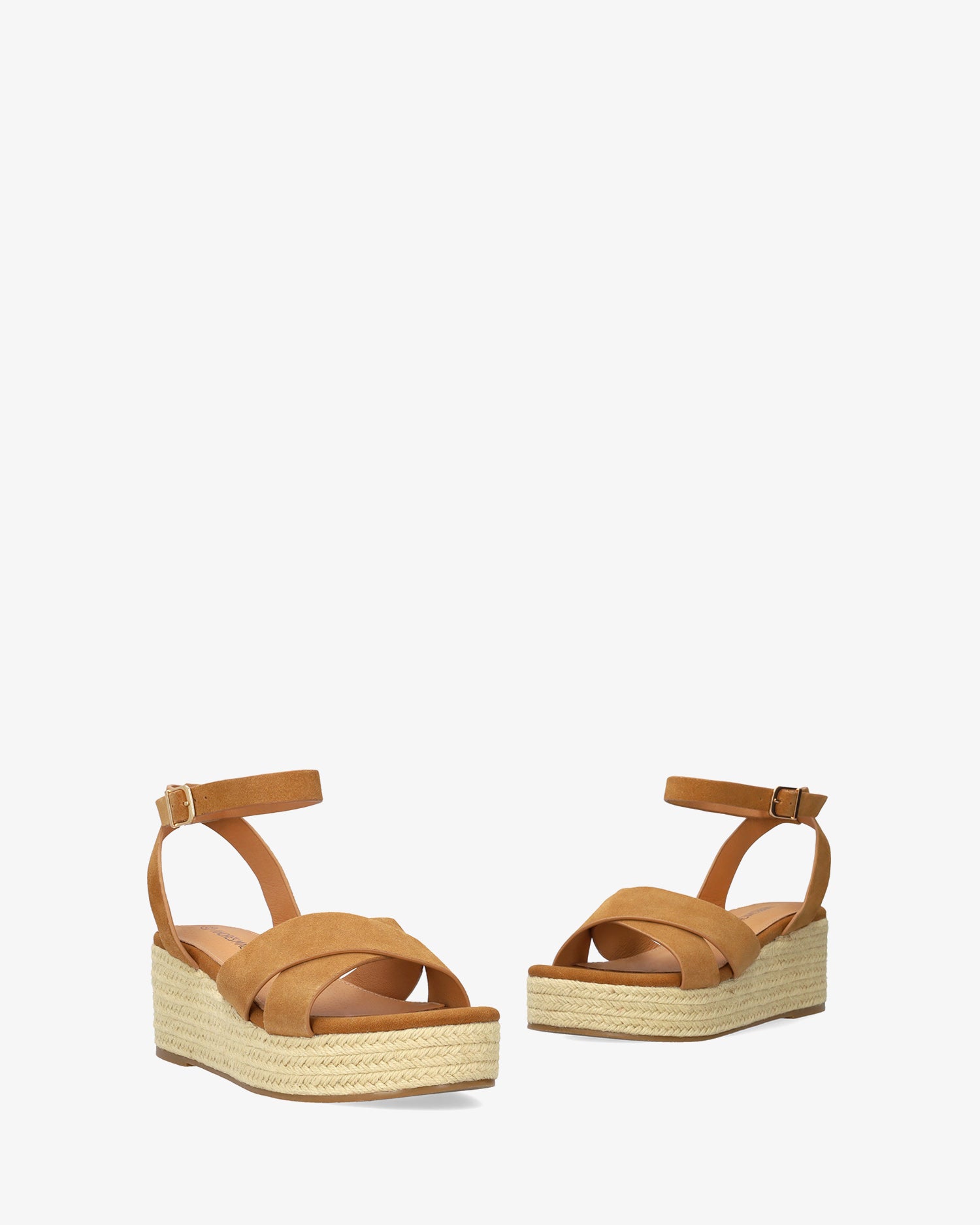 Camel suede wedge espadrille 