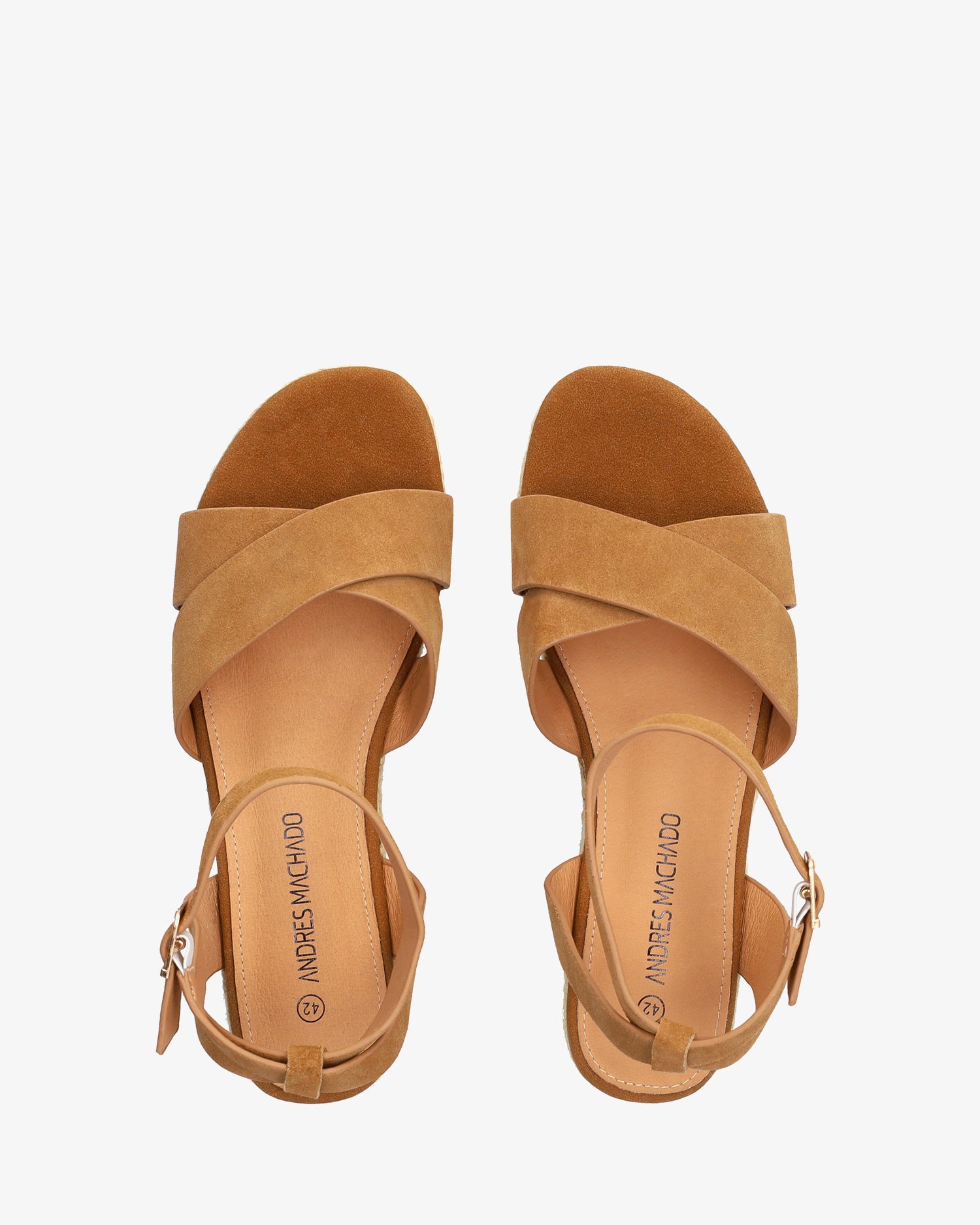 Camel suede wedge espadrille 