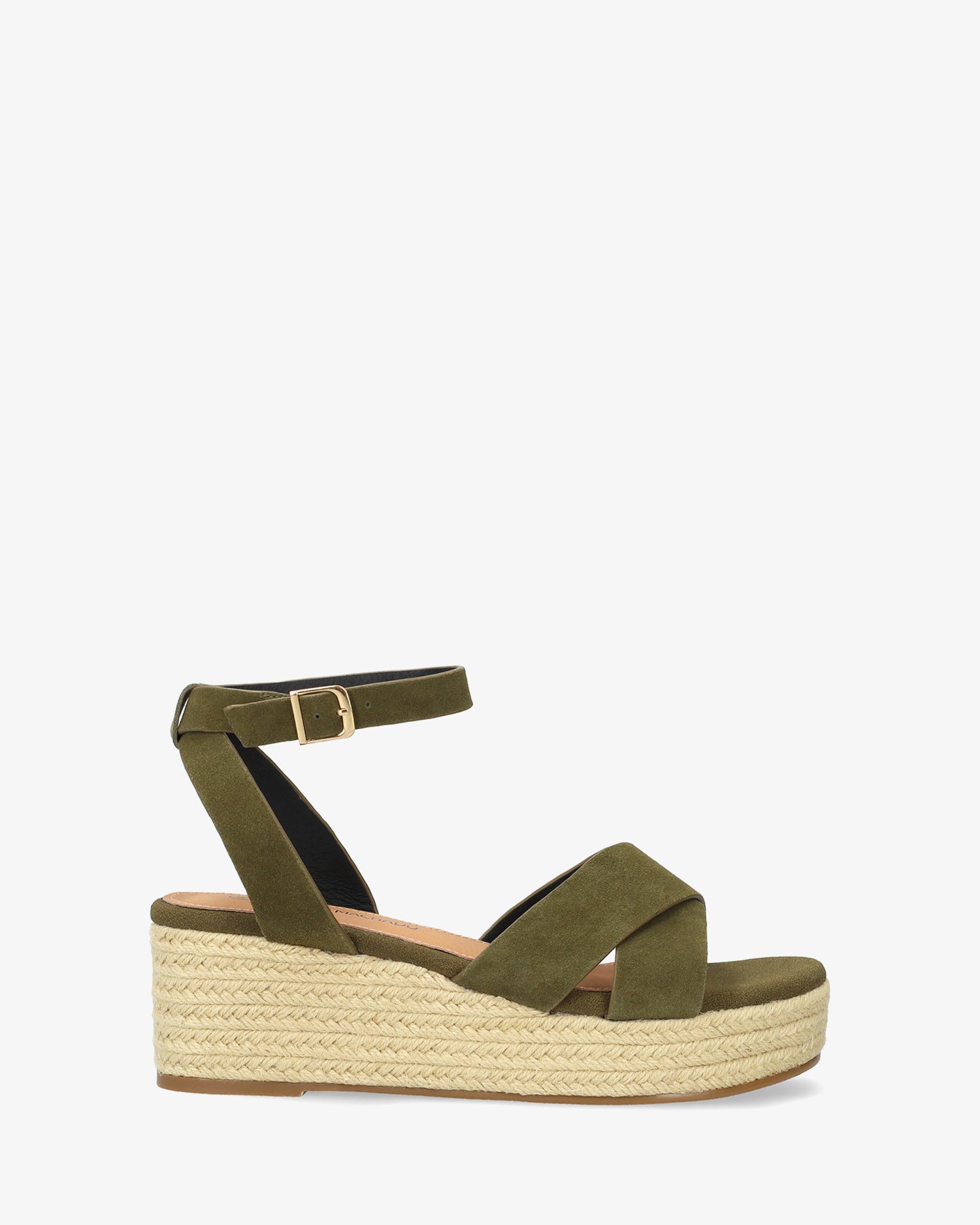Olive suede wedge espadrille 