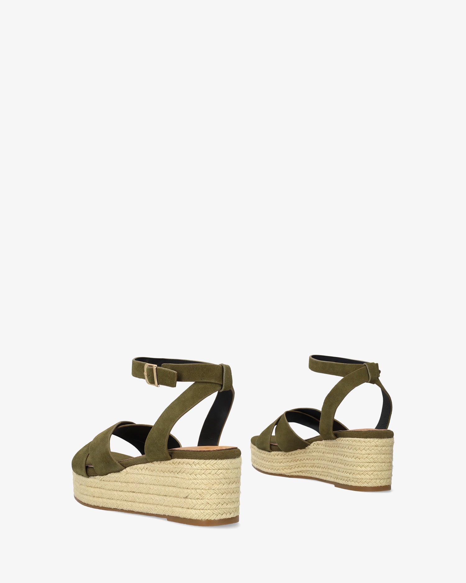 Olive suede wedge espadrille 