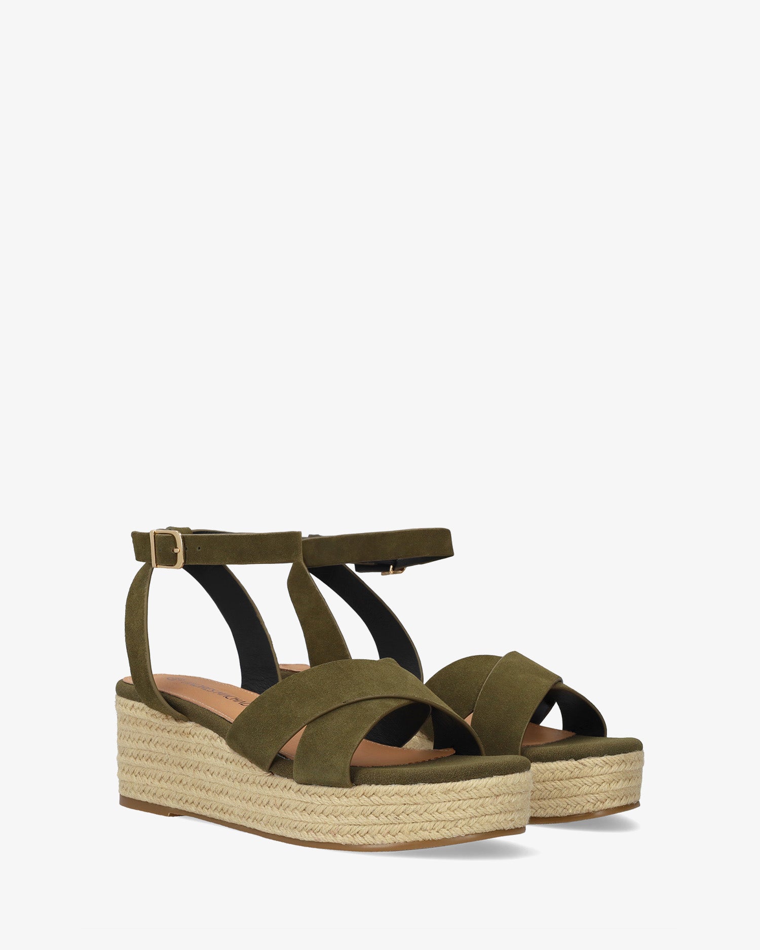 Olive suede wedge espadrille 