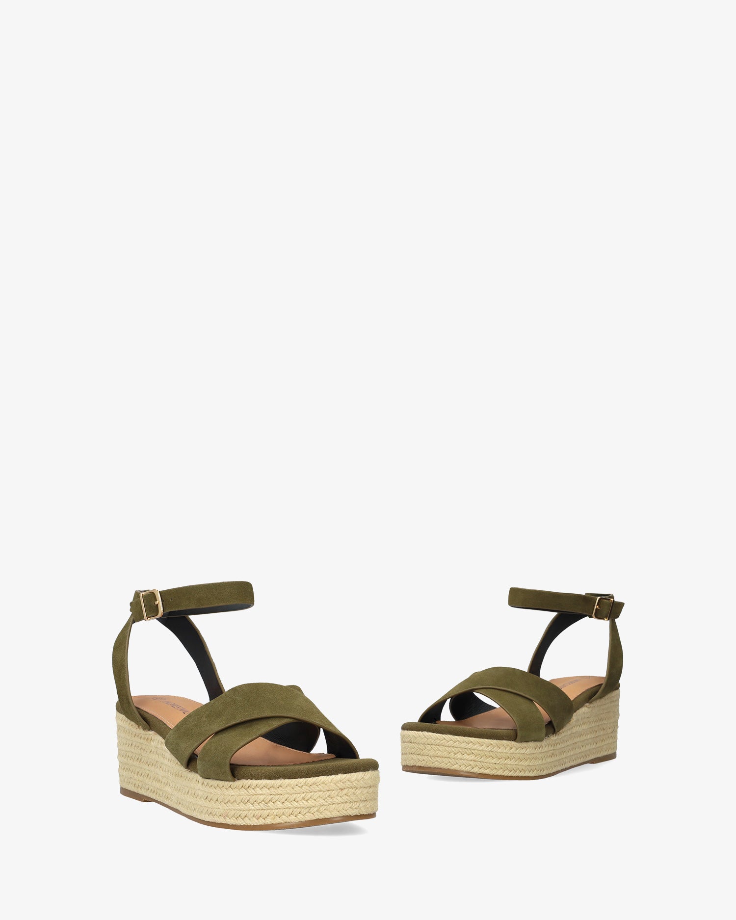 Olive suede wedge espadrille 