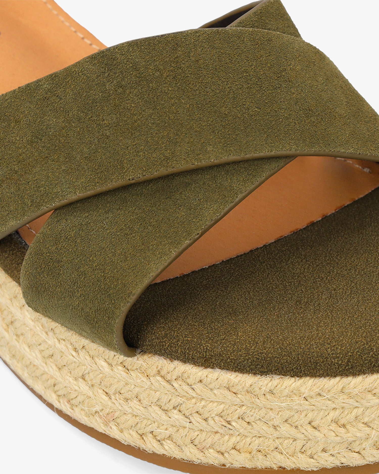 Olive suede wedge espadrille 