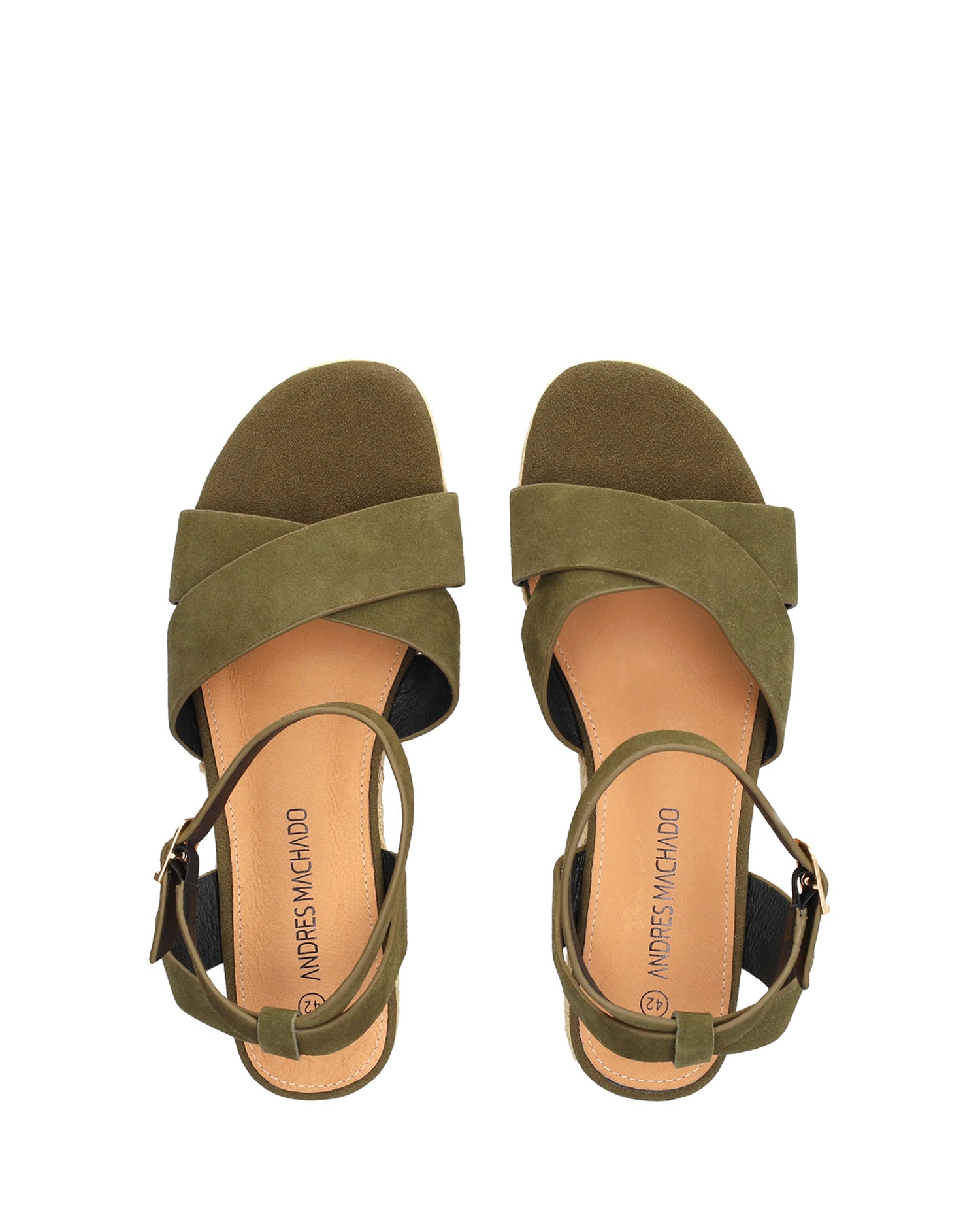 Olive suede wedge espadrille 