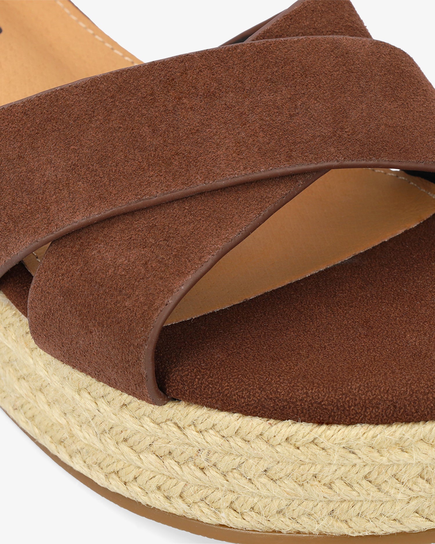Espresso suede wedge espadrille 