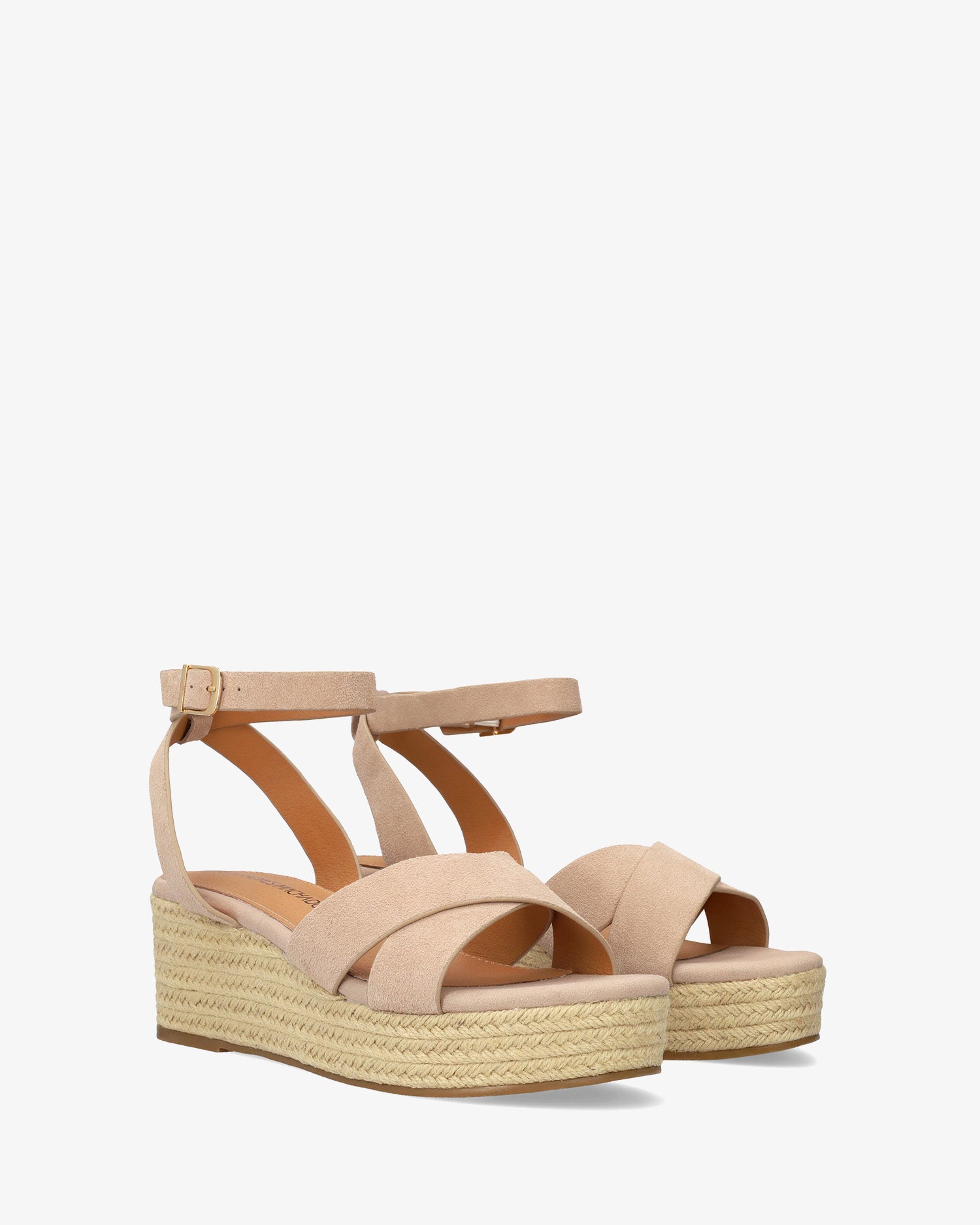 Nude suede wedge espadrille 