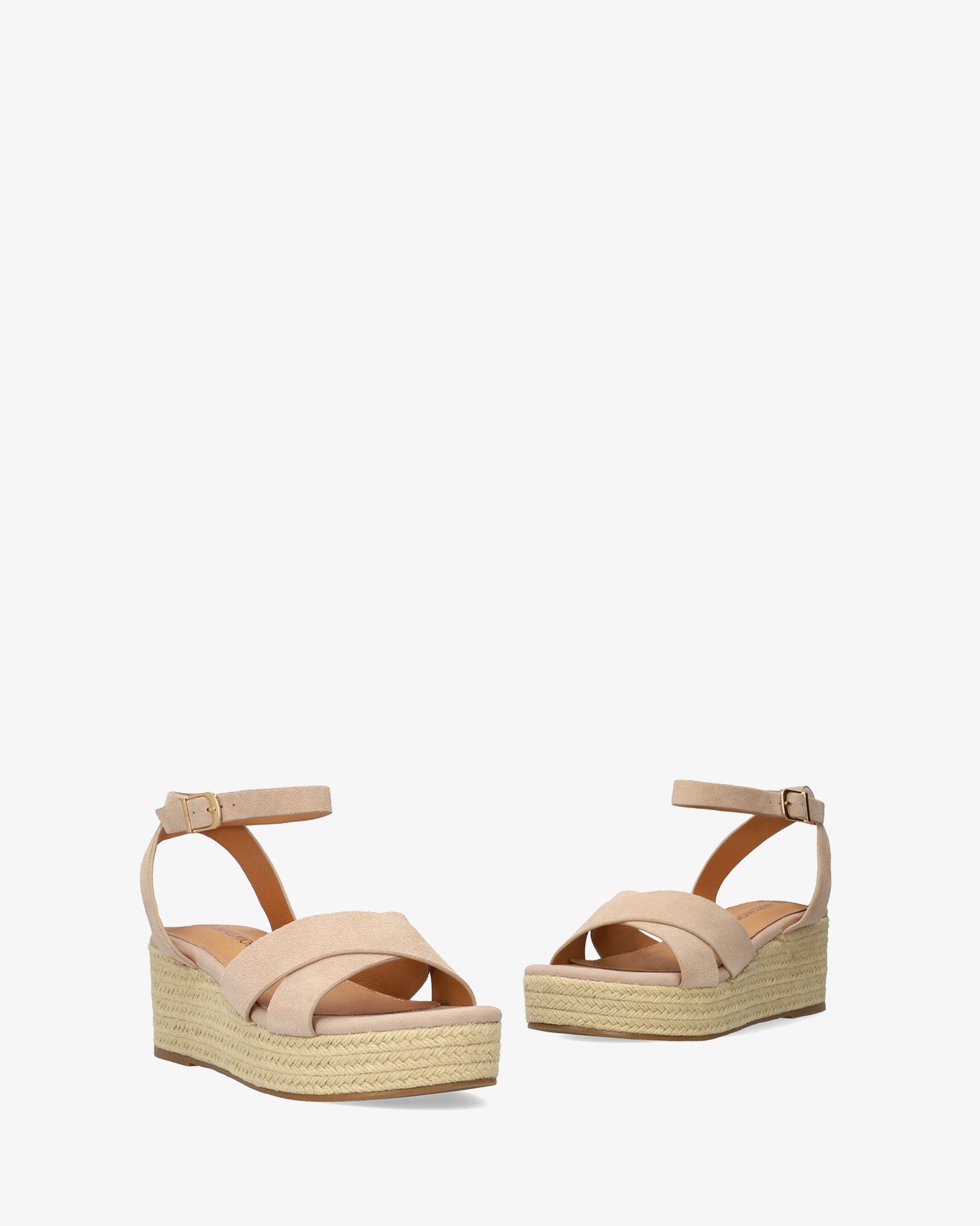 Nude suede wedge espadrille 
