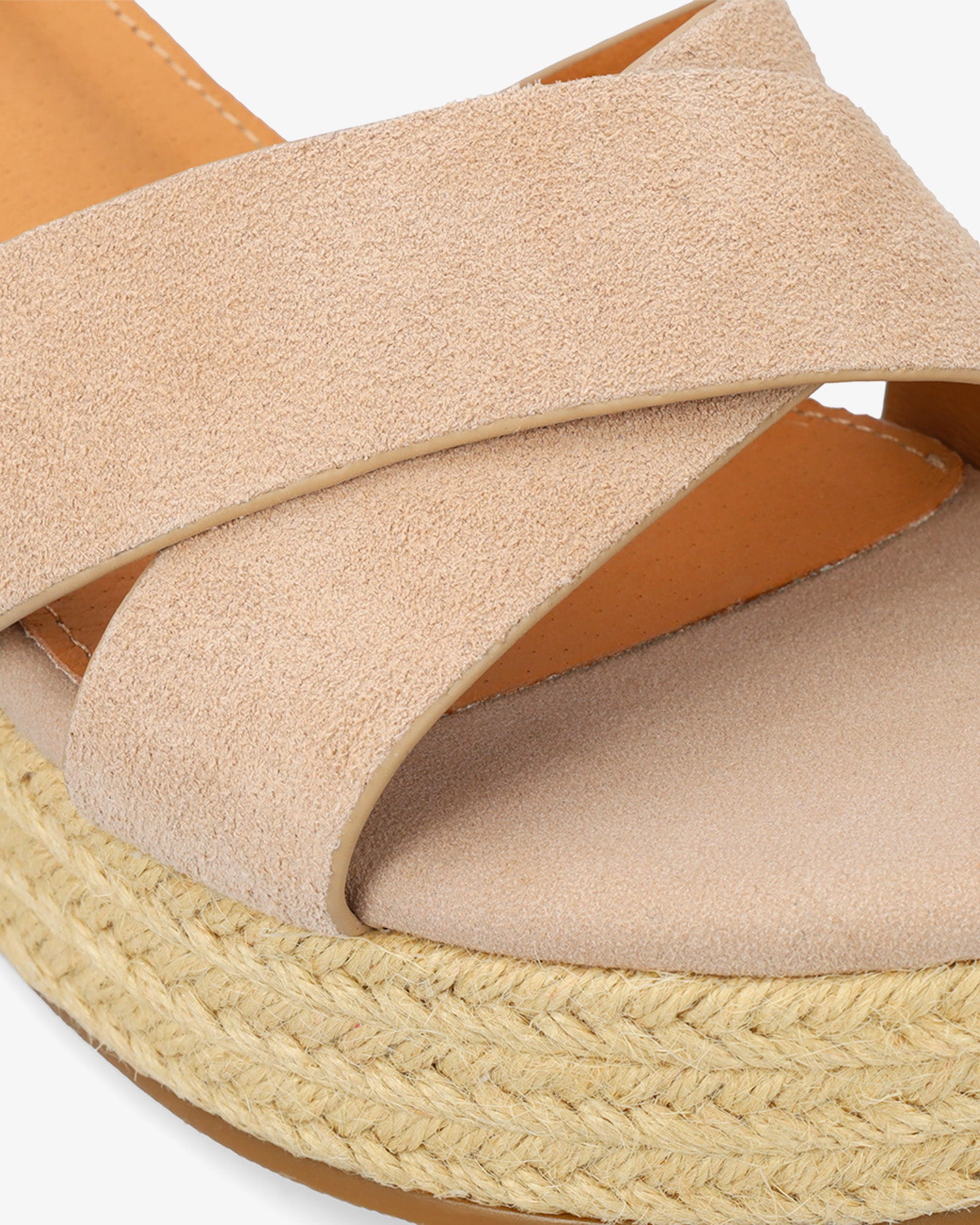 Nude suede wedge espadrille 