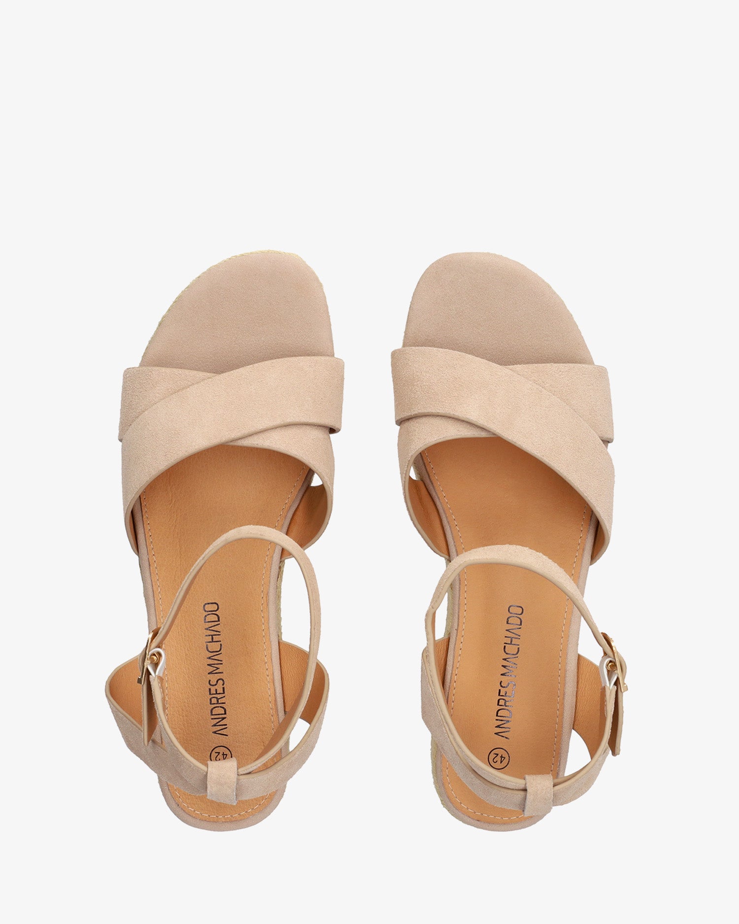 Nude suede wedge espadrille 