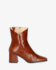 Bottines talon en cuir de couleur marron