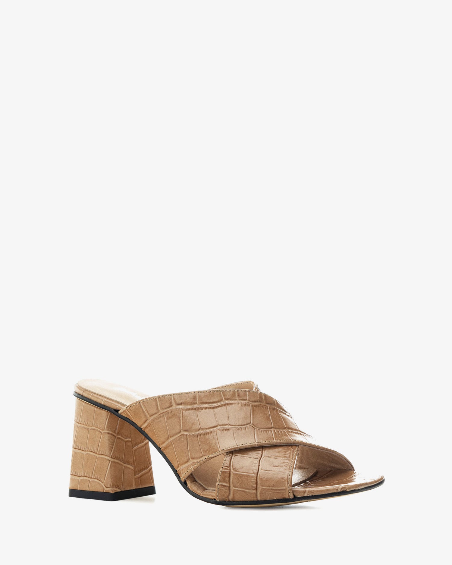 Sandali in pelle coccodrillo color terra