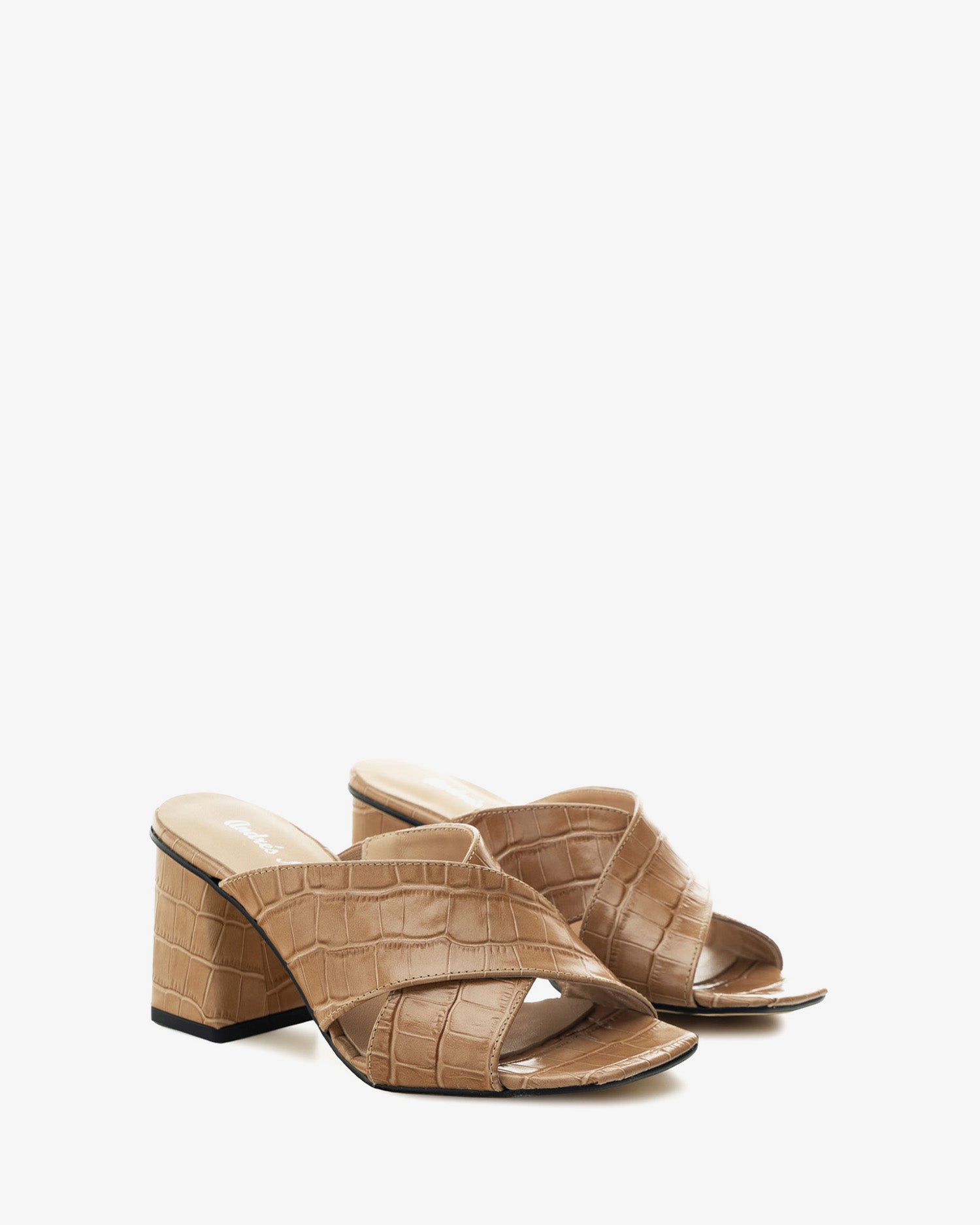 Sandali in pelle coccodrillo color terra