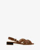 Sandals in camel embossed leather
