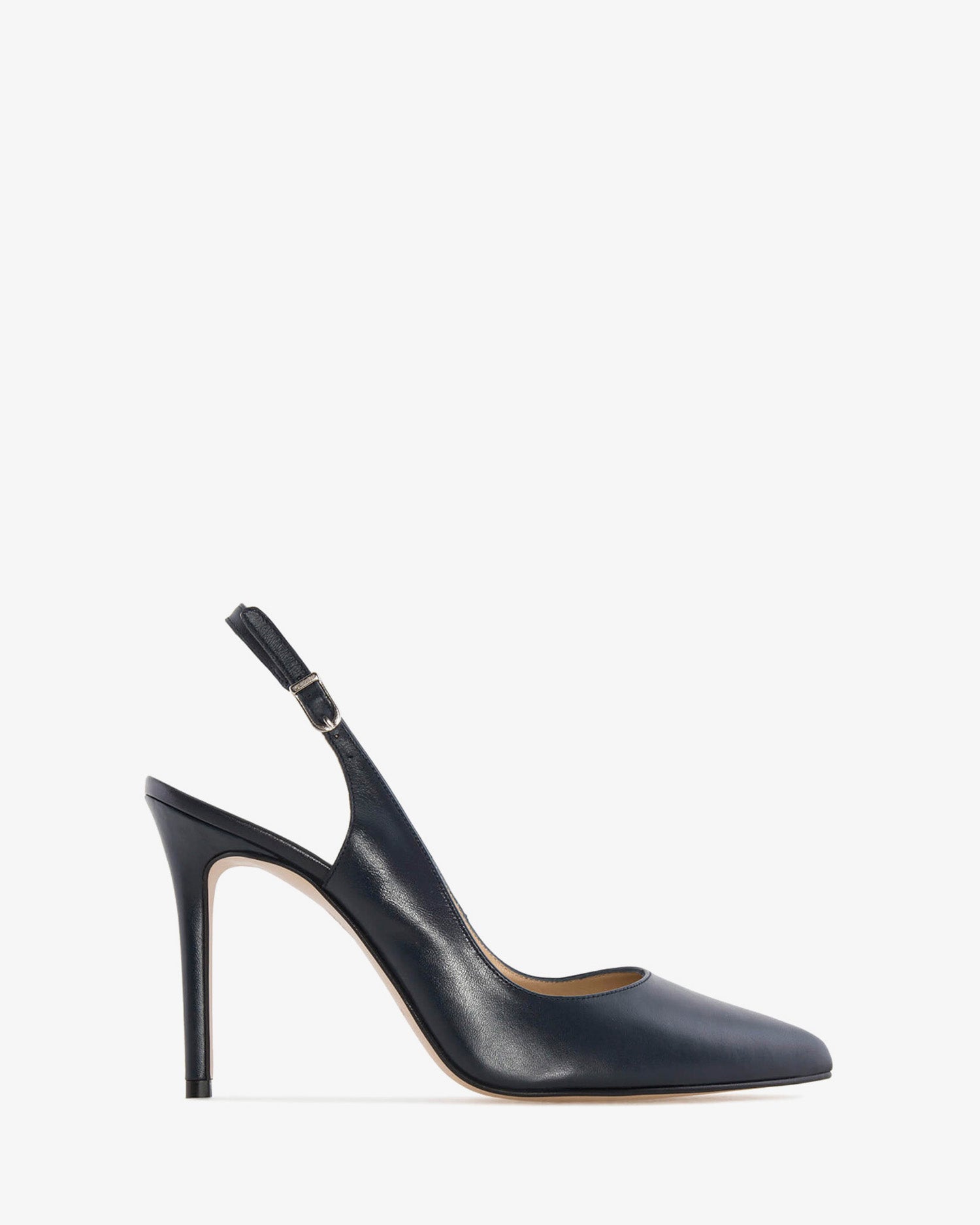 Fine toe slingback shoes in navy leather
